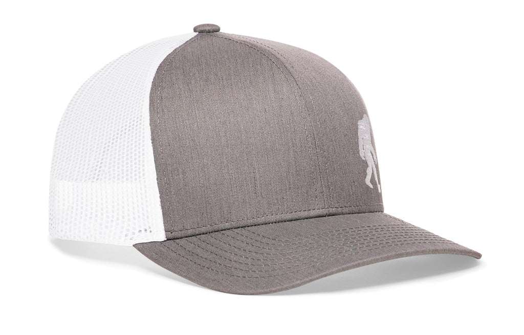 Bigfoot Trucker Hat  |  Gray-White Sasquatch Snapback