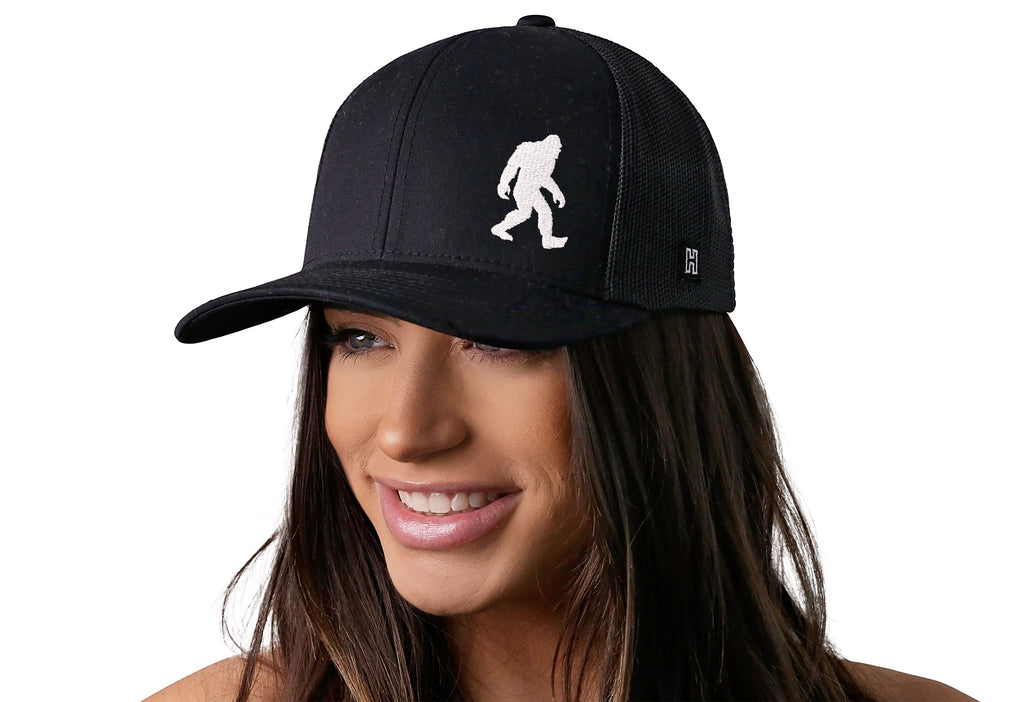 Bigfoot Trucker Hat  |  Black Sasquatch Snapback