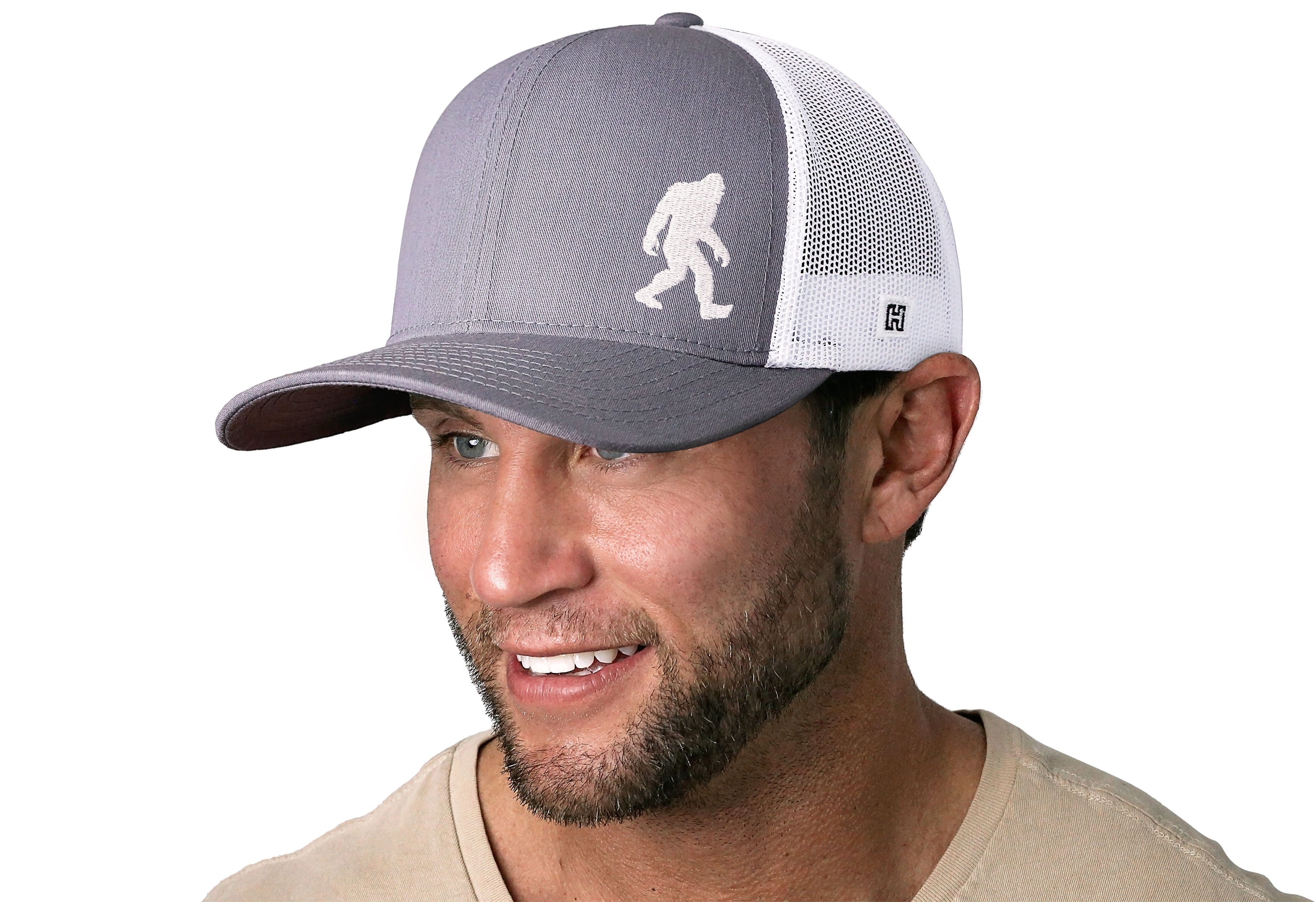 Bigfoot Trucker Hat  |  Gray-White Sasquatch Snapback