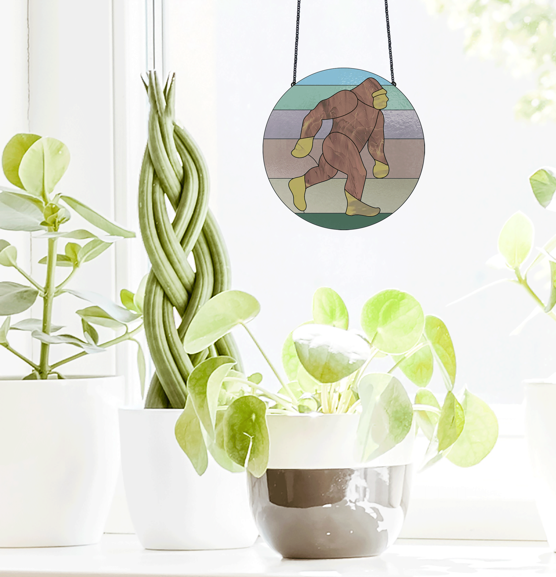 Sasquatch Bigfoot Stained Glass Pattern