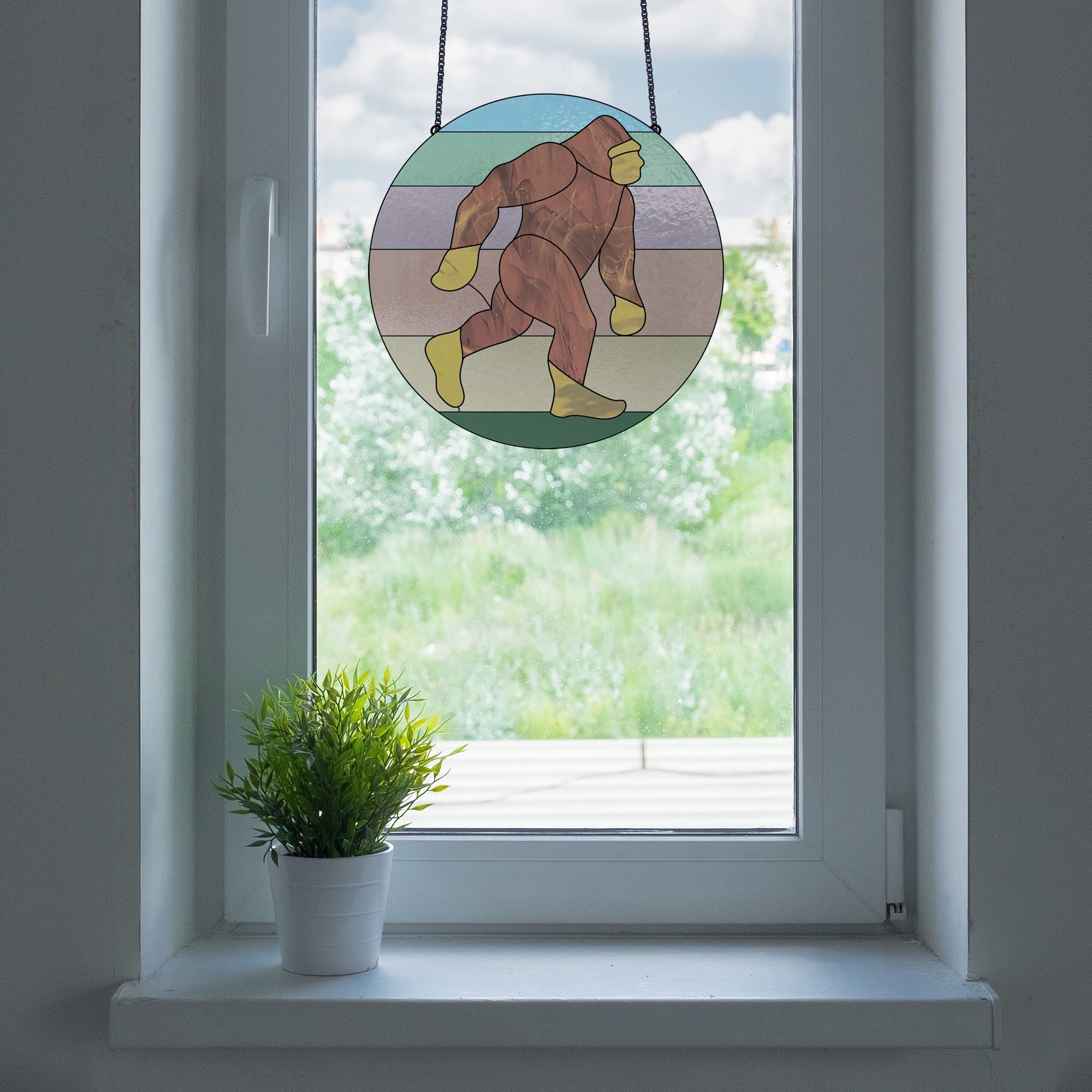 Sasquatch Bigfoot Stained Glass Pattern