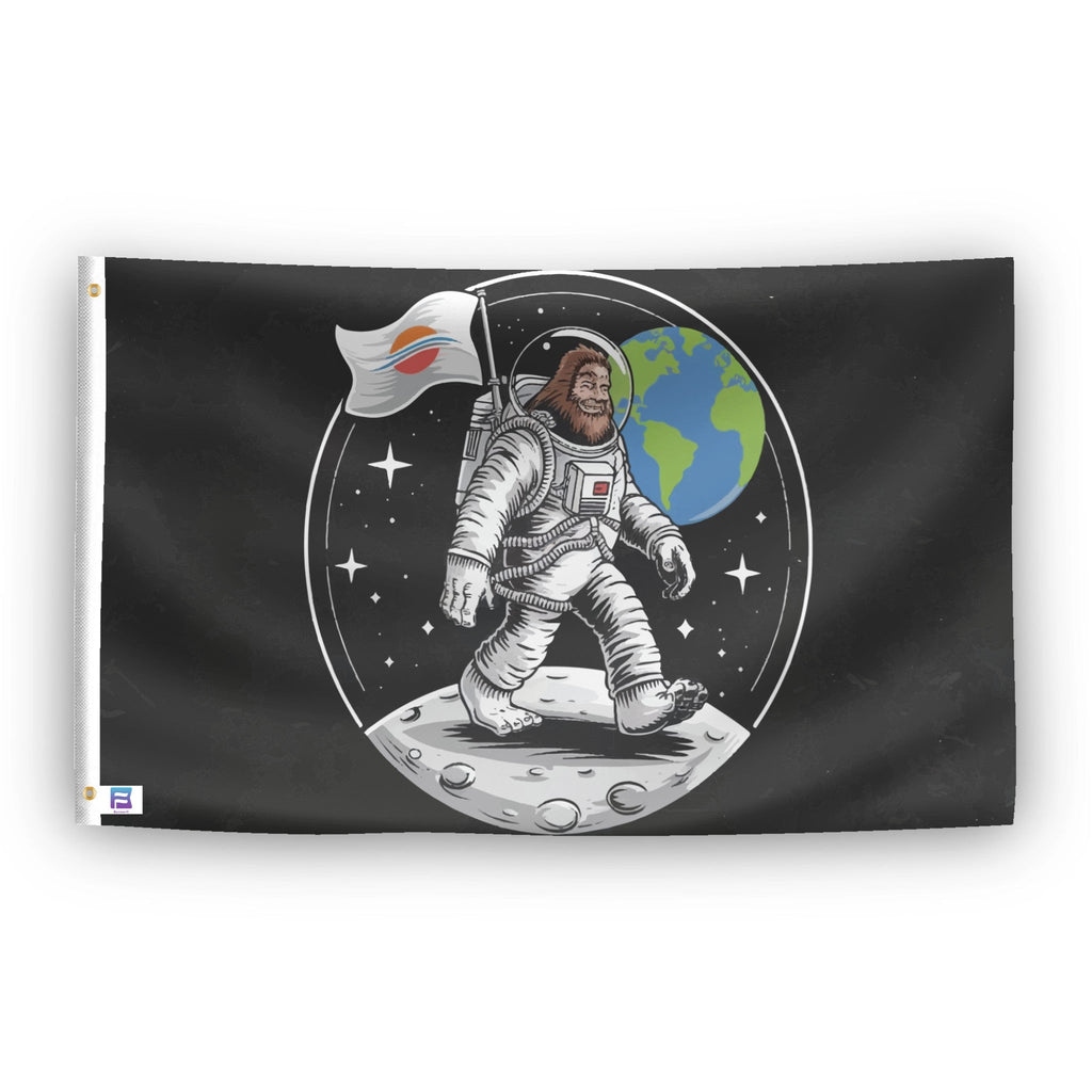 Bigfoot On The Moon Flag