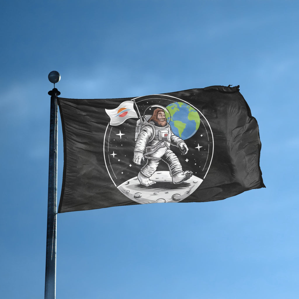 Bigfoot On The Moon Flag